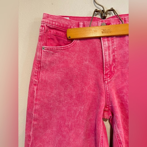 GAP High Rise Wide Leg Jeans Pink Acid Wash Stride Ankle Size 29 - Picture 4 of 7
